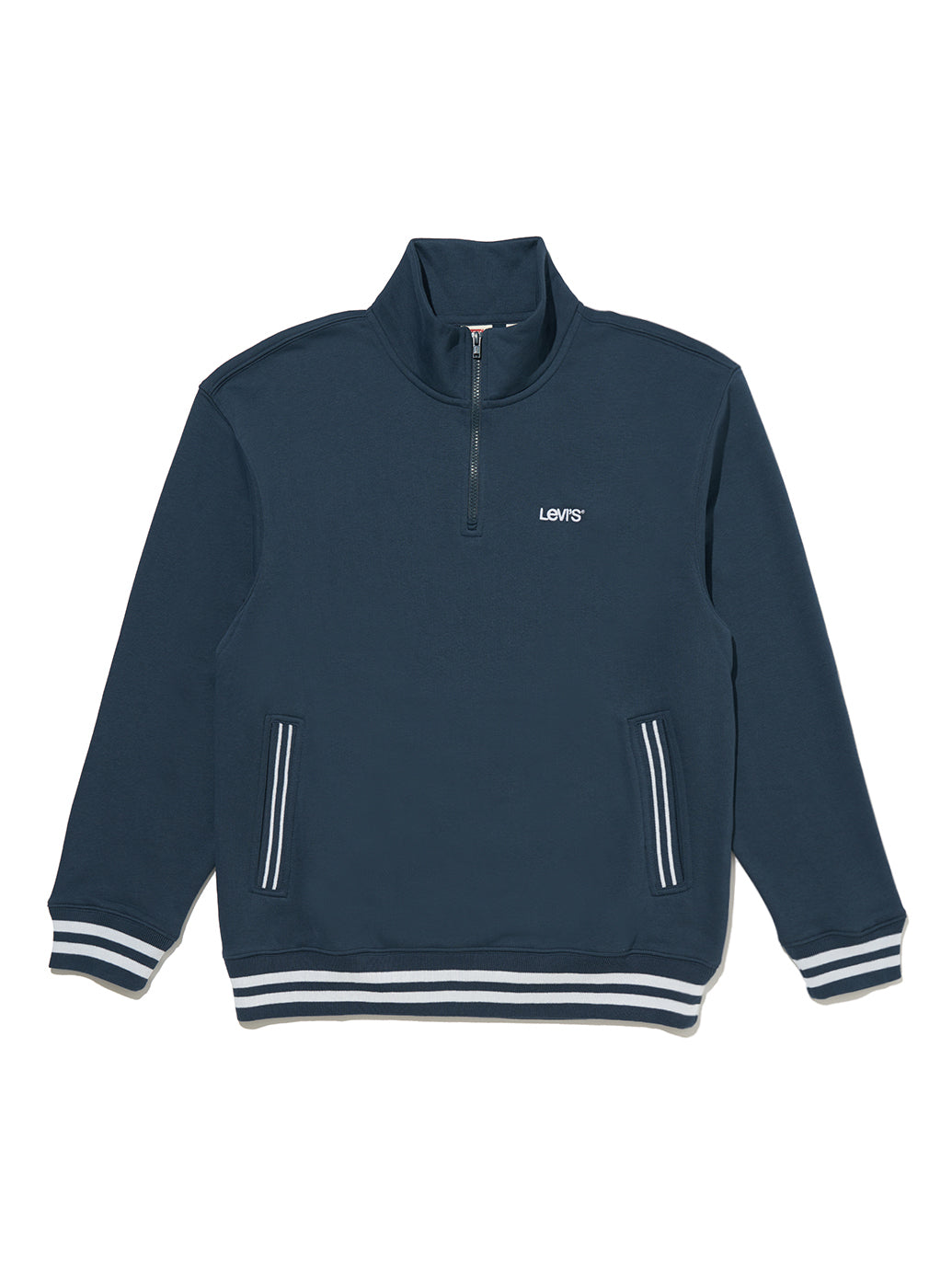 ハーフジップスウェットシャツ ブルー WILBOUR STRIPE