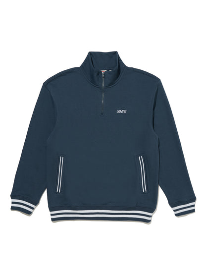 ハーフジップスウェットシャツ ブルー WILBOUR STRIPE