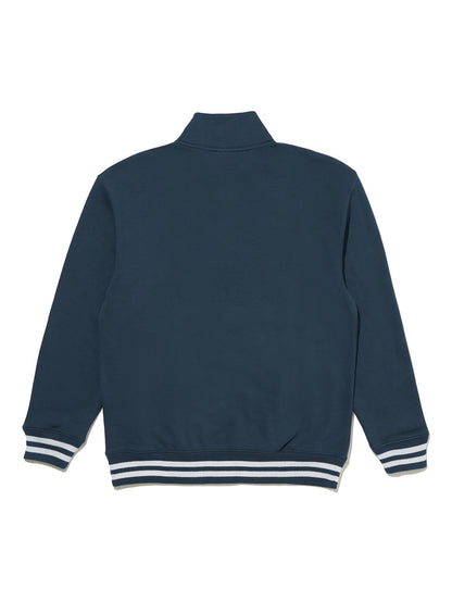 ハーフジップスウェットシャツ ブルー WILBOUR STRIPE