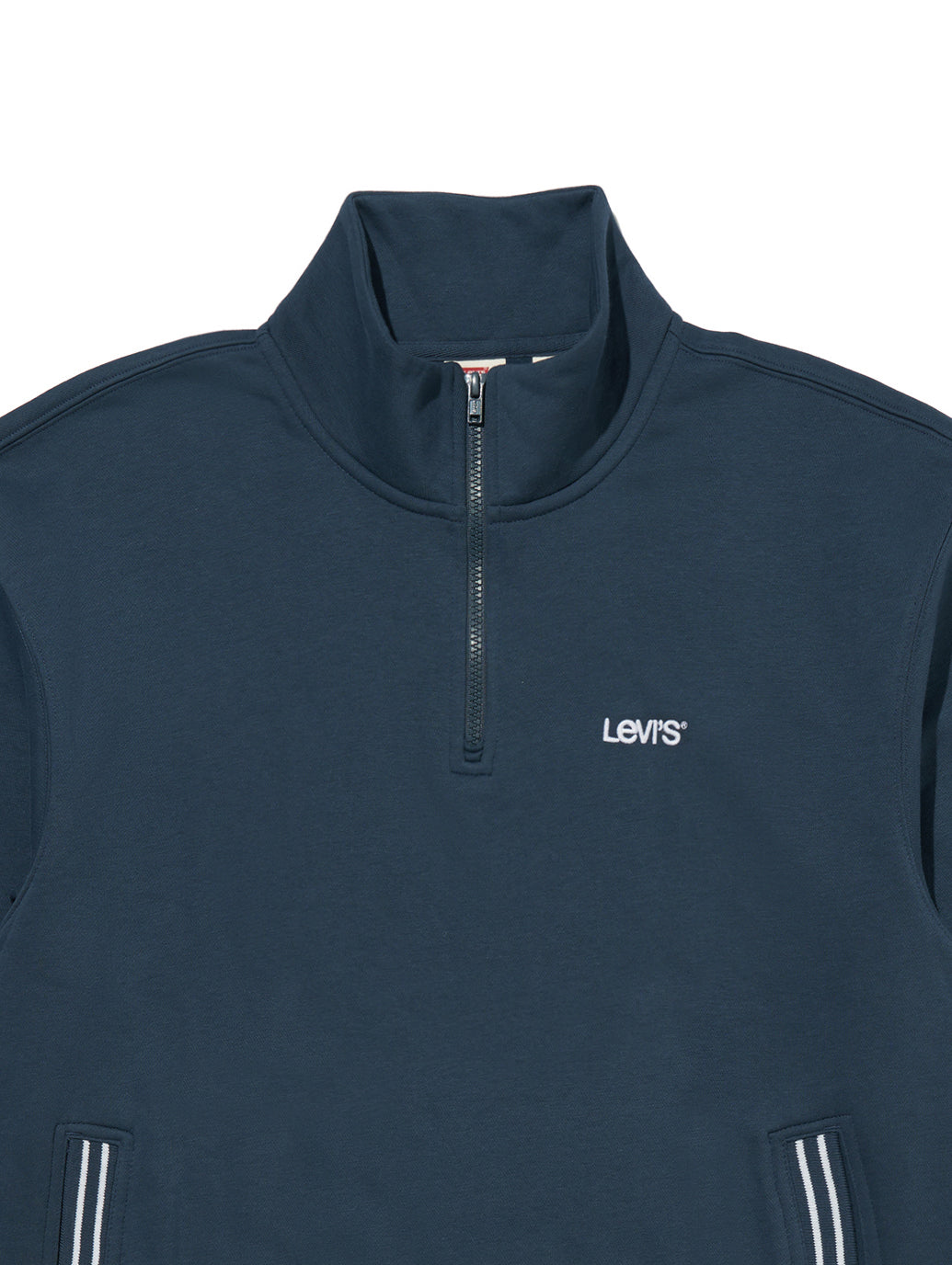 ハーフジップスウェットシャツ ブルー WILBOUR STRIPE