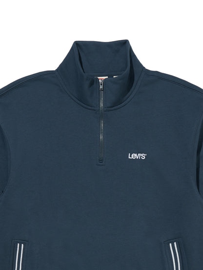 ハーフジップスウェットシャツ ブルー WILBOUR STRIPE