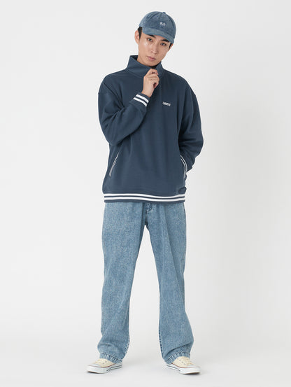 ハーフジップスウェットシャツ ブルー WILBOUR STRIPE