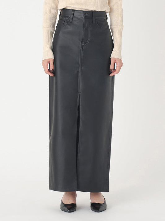 アンクル カラムスカート ブラック LEATHER NIGHT