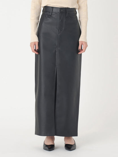 アンクル カラムスカート ブラック LEATHER NIGHT