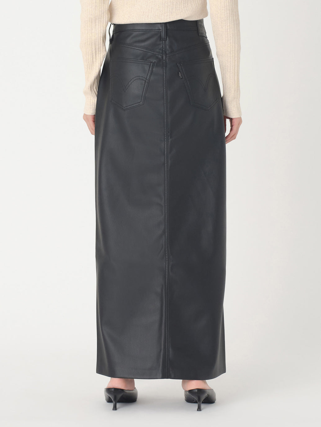 アンクル カラムスカート ブラック LEATHER NIGHT
