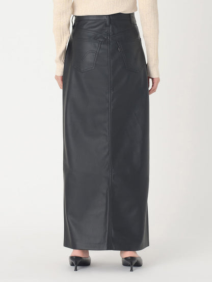 アンクル カラムスカート ブラック LEATHER NIGHT