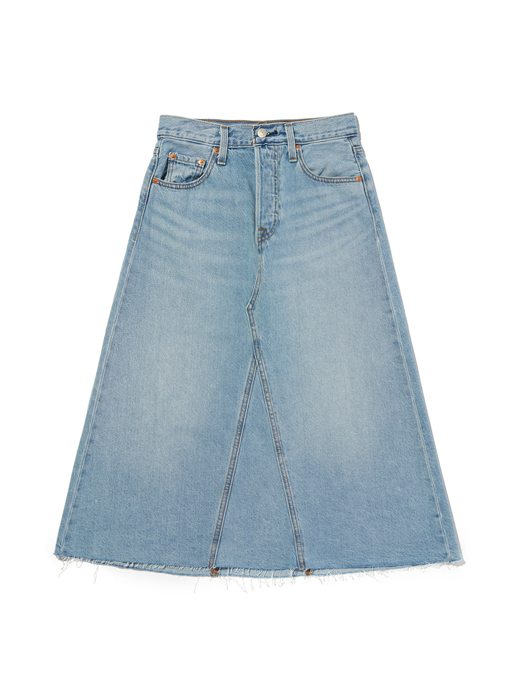 ハイライズ Aラインスカート ライトインディゴ