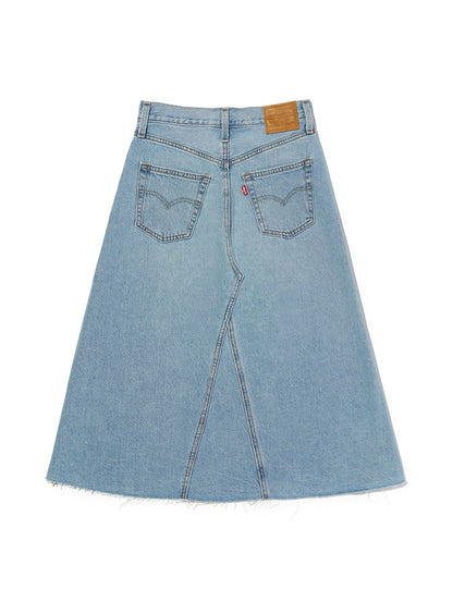 ハイライズ Aラインスカート ライトインディゴ