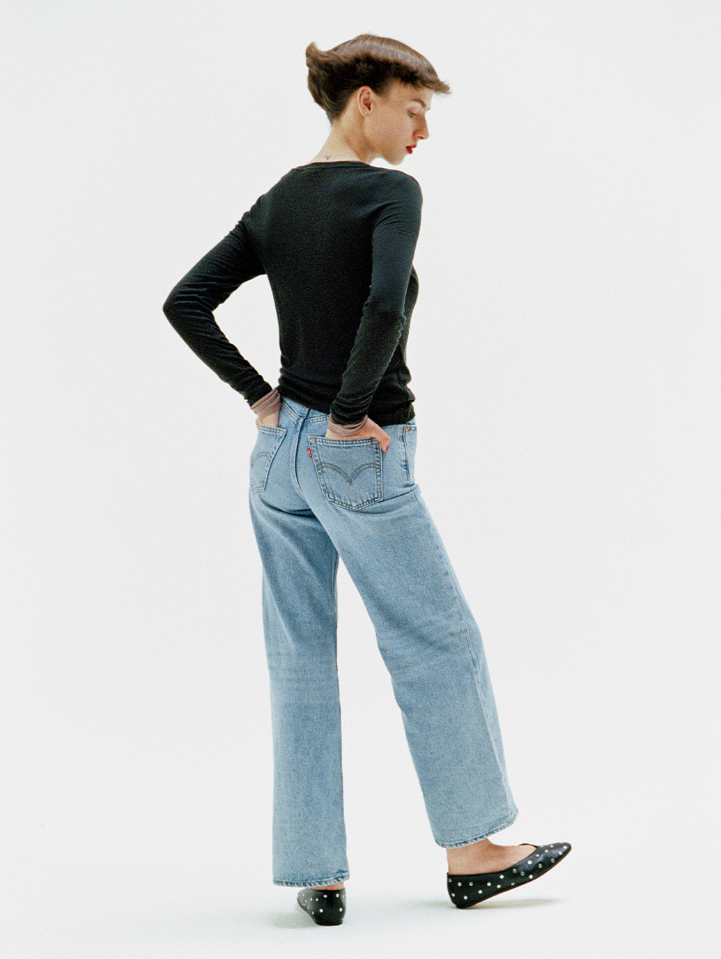 RIBCAGE WIDE LEG ライトインディゴ FAR AND WIDE