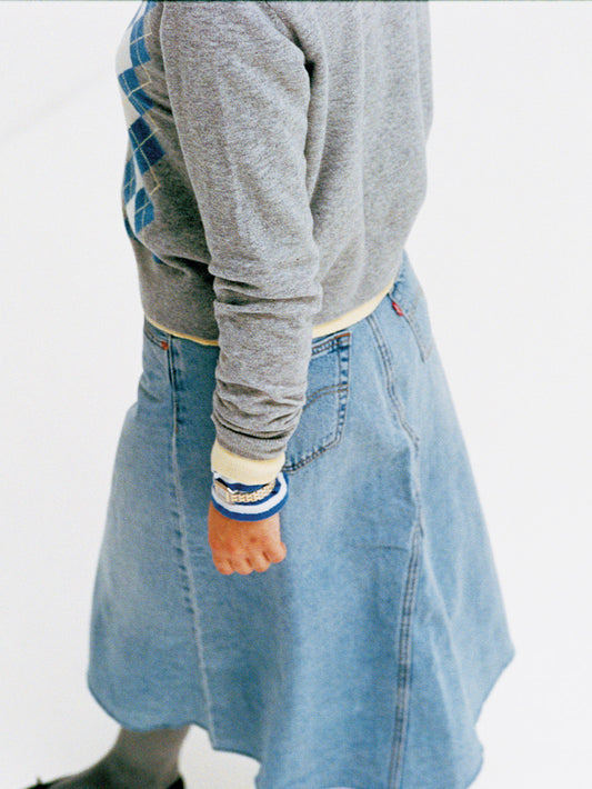 ハイライズ Aラインスカート ライトインディゴ