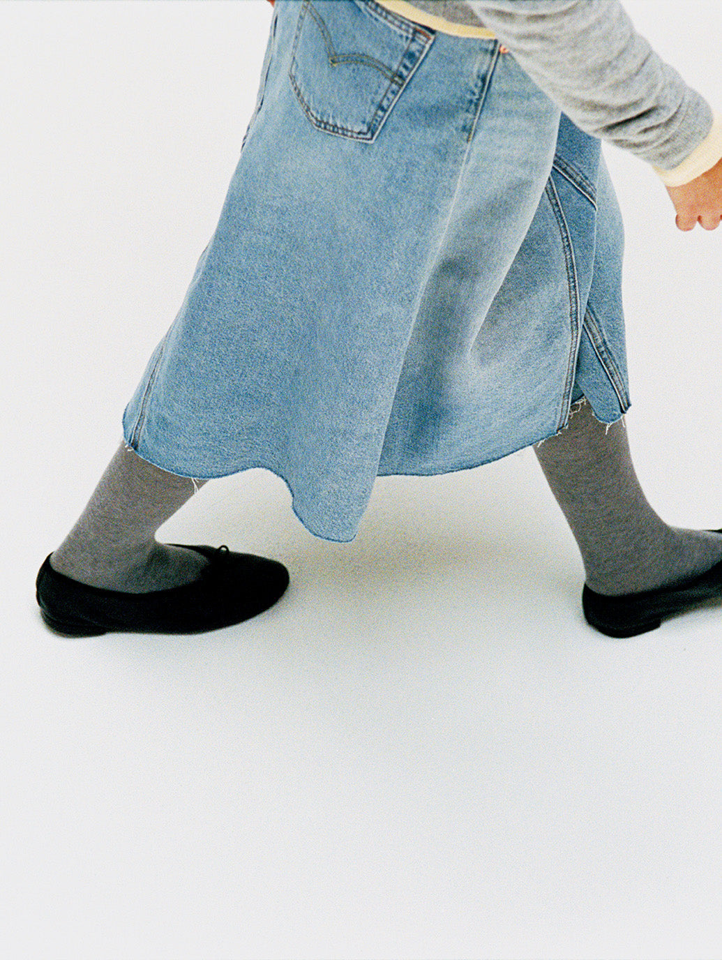 ハイライズ Aラインスカート ライトインディゴ