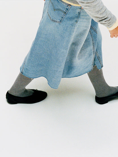 ハイライズ Aラインスカート ライトインディゴ